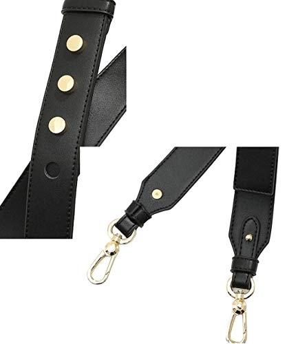 Image of Cross Body Strap Shoulder Strap Adjustable Replacement Strap PU Leather Strap for Handbags Strap Purse Bag Strap (Black)