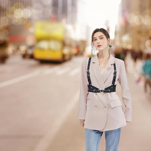 PU Punk Women Waist Belts Gothic Leather Corset Body Harness for Women Plus Size Wide Waist Belt2