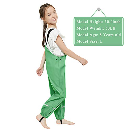 Image of Kids Unisex Rain Pants, Green, Size 2-9 Years