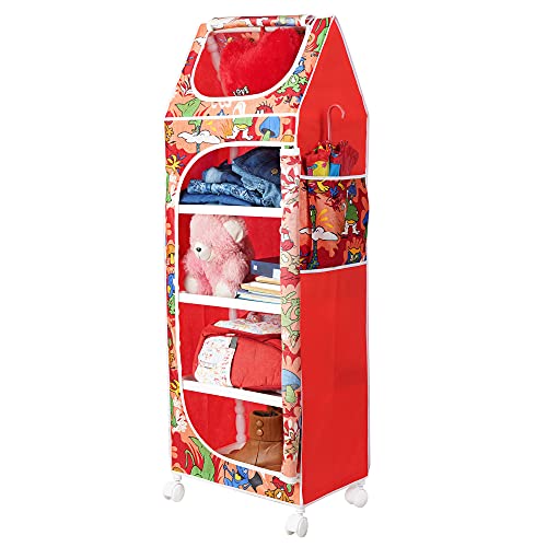 Image of Little One's | 5 Plastic Shelves Baby Wardrobe /Toy Organizer | Jungle Red | TB5 /AR