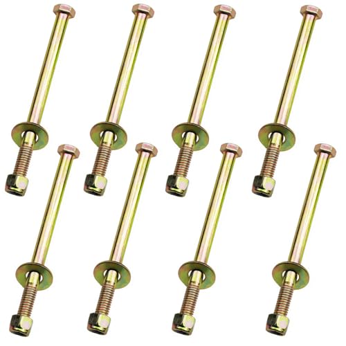 Image of 3 /8 inch x 5 inch Hex Head Bolt by Color Galvanization with Ny lon Lock nut and Large Size Washer Assortment Kit,Alloy Steel,Grade 5.(8pcs Pack),by Metalsuberg.