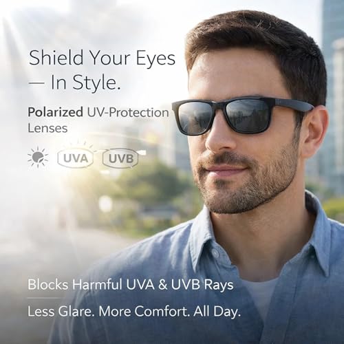 Image of Maizic Smarthome Bluetooth Smart Sunglasses | Polarized UV Protection Lenses | Touch /Tap Control | Built-in Speakers & Microphone | Rectangle Design | Wireless Audio Sunglasses for Unisex