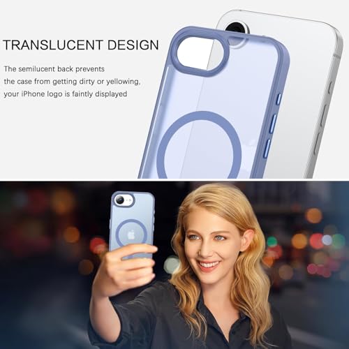 Image of Elzzi Magnetic for iPhone 16e /17e Case (Compatible with MagSafe)(Military Grade Drop Protection) Slim Translucent Matte Shockproof with Anti-Fingerprint Phone Case,Blue