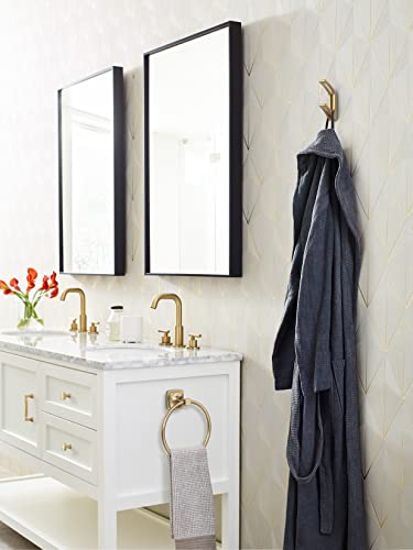 Image of Amerock Avid Double Prong Champagne Bronze Wall-Mounted Hook | Decorative wall hook in durable zinc construction for coats, hats, bags, towels, and everyday organization
