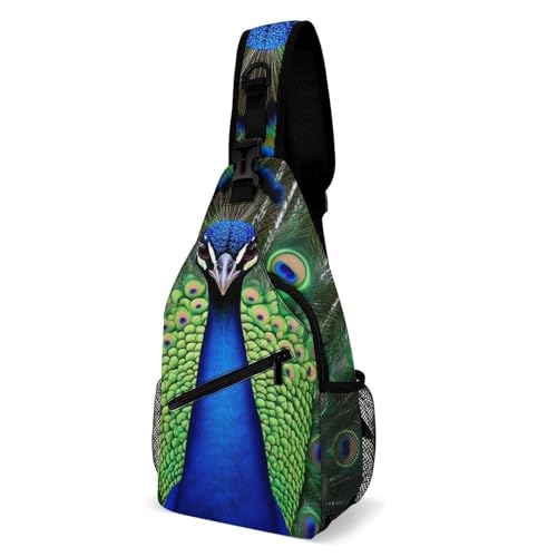 Mochila Cruzada Pluma De Pavo Real Sling Pecho Bolsas Bandolera Multiusos Sling Bag Hombres Y Mujeres Bolsa Cruzada Bandoleras Para Senderismo Correr