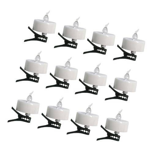 12個パック LED フレームレス ティーライト クリップ付き ちらつきキャンドル テーブルデコレーショ
