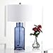 SAFAVIEH Lighting Collection Glass Bottle Blue 30-inch Bedroom Living Room Home Office Desk Nightstand Table Lamp Set of 2 (LED Bulbs Included)
