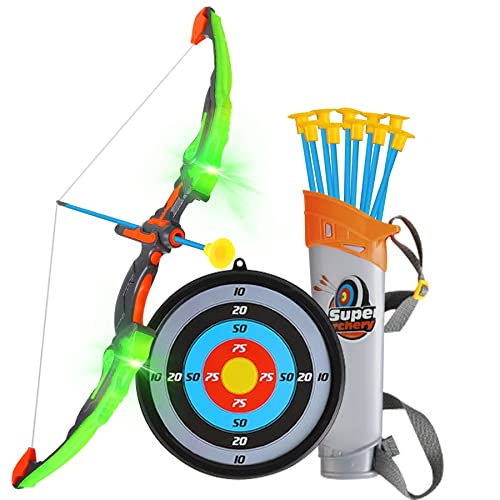Arco y flecha para niños,Juego de Tiro con Arco para Niños,Set Tiro con Arco Niños con 10 flechas de ventosa y carcaj de puntería,Regalo Cumpleaños Navidad para niños y niñas a partir de 6 años Cover