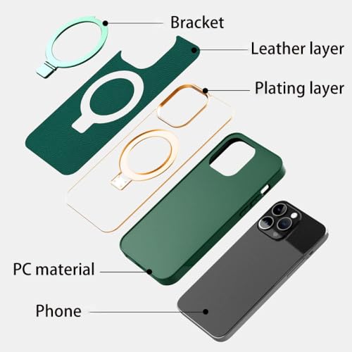 Étui en cuir pour iPhone 14 Pro Max avec anneau en métal chic ENILSA