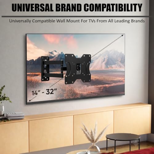 Image of Caprigo Full Motion TV Wall Mount Bracket for 14 to 32 Inch LED /HD /Smart TV's, Universal Heavy Duty TV Stand for Wall with Swivel Rotation & Tilt Adjustments (M467)