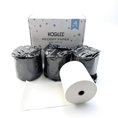 Amazon.co.jp: KOGLEE レシートロール【4巻入】約80mm幅×80mm外径×12mm