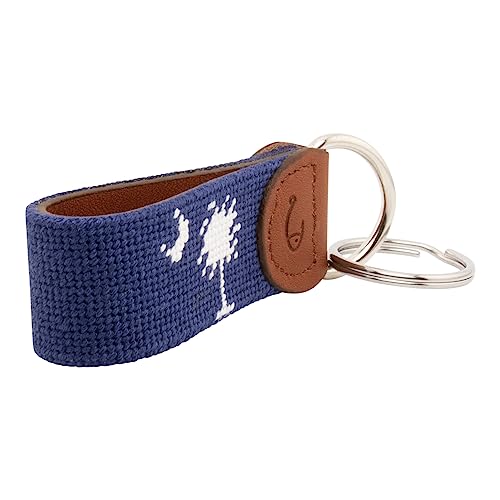 Image of Leather Hand-Stitched Needlepoint Key Fob or Key Chain