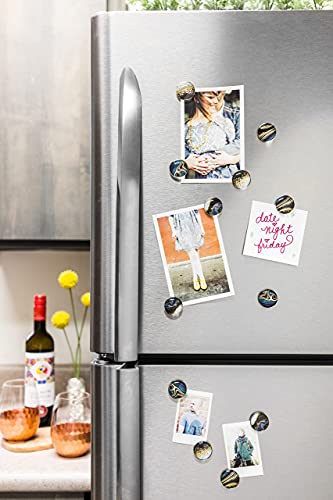 image for Brothers Bench Golden Blue Vein Fridge Magnets, 12 Pcs Round Glass Ref