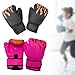 2 Pair of Kids Boxing Gloves, Training Boxing Gloves, Punch Mitts Sparring Gloves, Punching Gloves for Teens, Fitness MMA, Pink and Black