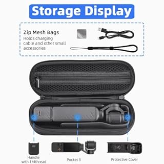 Flymile Étui de transport et sac de rangement portable en nylon avec doublure en peluche, boîte de protection avec mousqueton et accessoires (noir)