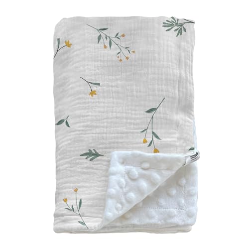 Image of Soarwg Kids Baby Blanket Unisex Newborn, Super Soft Nursery Minky Blankets with Muslin Cotton for Boys Girls, Toddler Baby Nursery Bed Blanket Shower Gifts, 30 x 40 Inch