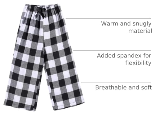 Image of Kids Girl's Christmas Pants Red Plaid Buffalo Bottom Black Stretch Sweatpants Elastic Casual Soft Lounge Pants