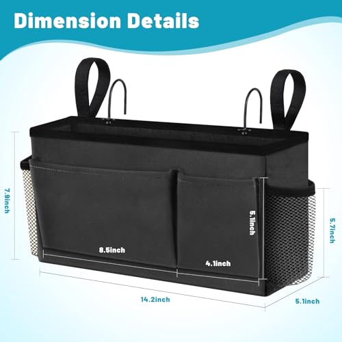 BlissTotes Bedside Caddy, Bedside Storage Organizer for Bunk Bed Accessories, Dorm Storage for Bedside Shelf and Bunk Bed Shelf, Bed Caddy for Home, Dorm, Bunk (Dark Gray, 1 Pack) - Thumbnail 5