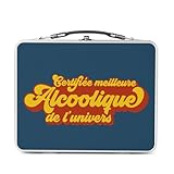 Lunch Box Métal Argenté pour Sandwich et Snack - Certifiée meilleure Alcoolique de l'univers Boisson Alcool Apéro Biere Vin Fete - Boîte à Goûter Aluminium Gamelle Rigide Style Rétro Imprimée en