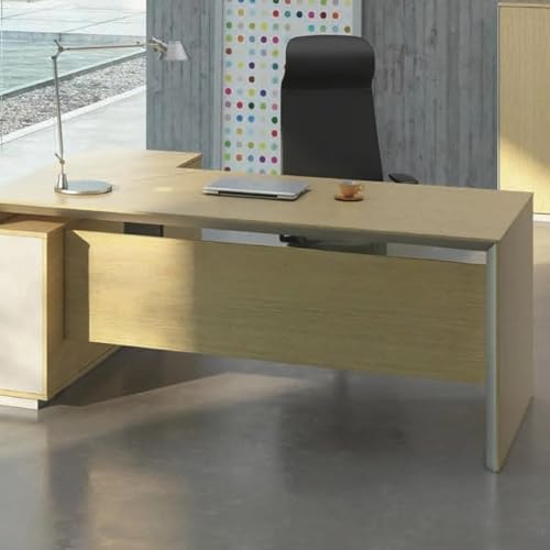 Image of Lakdi The Furniture Co Director & Executice L-Shape Table Luxury Modern Design Boss Office Desk Made in Particle Board with Wire Manager Side Unit 3 Drawers and Openable Shutter and Storage - LDL-596