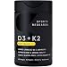 Vitamin K2 + D3 with Organic Coconut Oil for Better Absorption | 2-in-1 Support for Your Heart, Bones & Teeth | Vegan Certified, GMO & Gluten Free (120 Veggie Softgels)