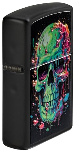 Encendedor Zippo Oozing Green Skull Negro Mate miniatura 2