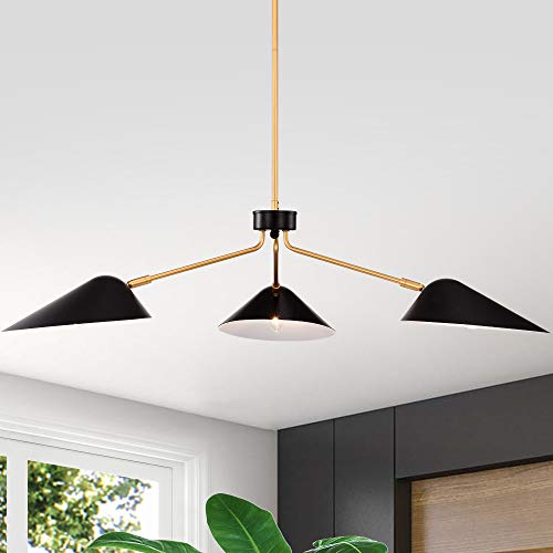 Warehouse Of Tiffany Hm227/3Gb Stelle Gold+Black 3-Light Abstract & Metal Branched Chandelier #TOP2