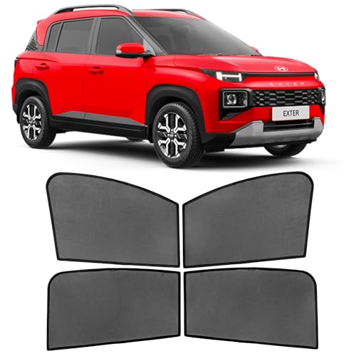 Image of Autostory Custom Fit Black Mesh Car Sunshade for Hyundai Exter | UV & Heat Protection Car Window Curtains | Privacy Car Sun Shade | Breathable Vehicle Specific Side Window Shades