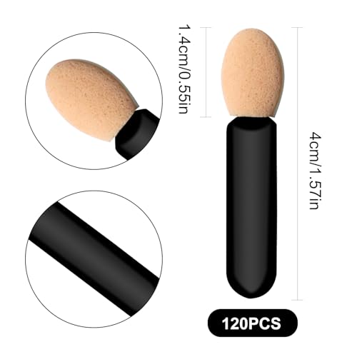 Eyeshadow Applicators Sponge Tip,120 Pcs Small Disposable Eye Shadow Applicators Sticks Double Sided 1.57Inch Portable Travel Mini Eye Makeup Brushes Short Eyeshadow Brushs for Makeup,Nail Art - Image 3