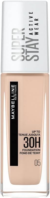 New York Super Stay Active Wear, waterproof foundation with high coverage, long-lasting facial make-up, colour: No. 5 Light Beige (Very Light), 1 x 30 ml