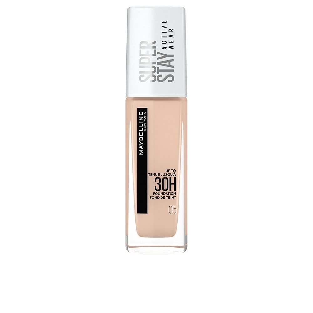 MaybellineNew York Super Stay Active Wear, waterproof foundation with high coverage, long-lasting facial make-up, colour: No. 5 Light Beige (Very Light), 1 x 30 ml