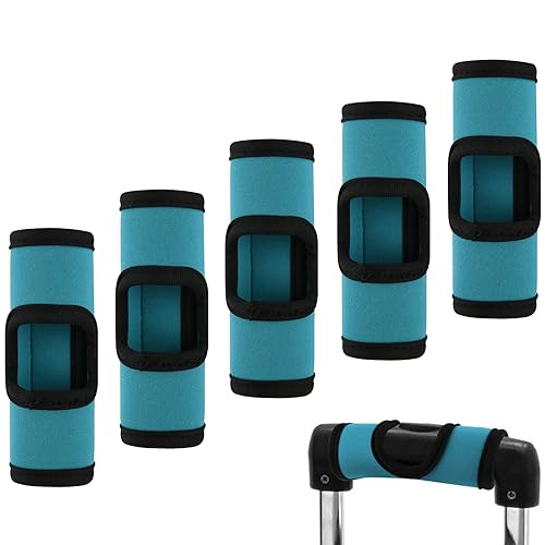 Cosmos 5 Pcs Neoprene Luggage Handle Wrap - Soft Grip Cover With Hollow Design for Push-Button Trolley Handle and Travel Suitcase