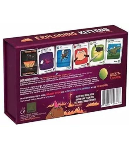 Image of Exploding Kittens Party Card Game Without Music for Family - Friend - Card Games for Adults | Teens & Kids 2-10 Players- Red