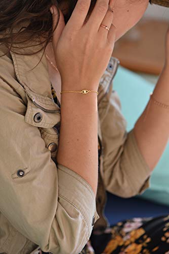 BLOSSOM & HUE Tiny Evil Eye Bracelet In Sterling Silver 18K Gold Filled2