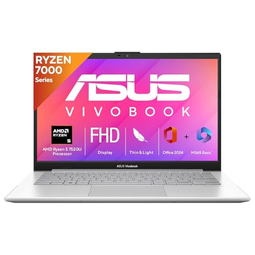 Image of ASUS Vivobook Go 14, AMD Ryzen 5 7520U Processor,(8GB RAM /512GB SSD /14 FHD (1920 x 1080) /Windows 11 /M365 Basic (1Year)* /Office Home 2024 /Silver /1.38 kg), E1404FA-NK5521WS