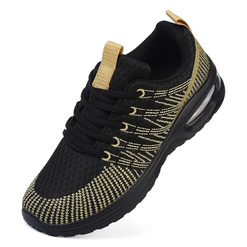 ASOCO DREAM Zapatillas de correr para mujer, con cámara de aire, ligeras, transpirables, atléticas, para caminar, deportes, tenis, 717 Negro, 40 EU