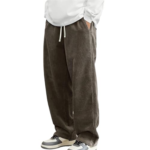 Mokaloha Mens Corduroy Pants Vintage Ribbed Baggy Sweatpant Drawstring Elastic Waist Embroidered Trousers with Pocket3