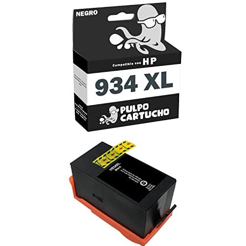 Pulpo Cartucho   Cartucho de Tinta 934 XL Negro Compatible con HP 934 XL/Ref. C2P23AE   XL   Alta Capacidad   Valido para Impresoras Officejet/Officejet Pro
