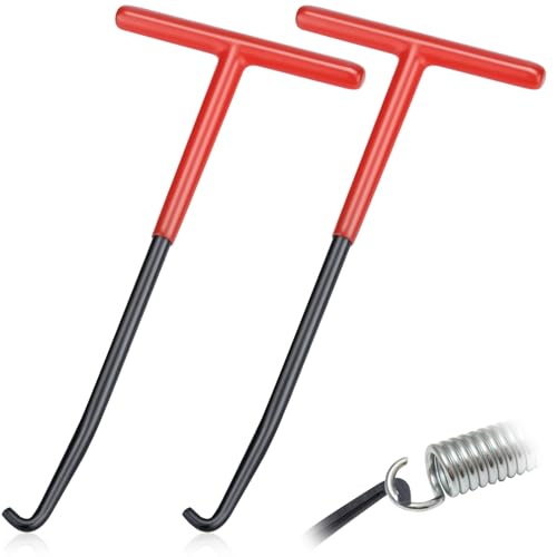 Image of 2 PCS Exhaust Spring Puller Tool, Motorcycle Exhaust Spring Hook, T Shaped Handle Spring Removal Tool with Rubber Coating, Snowmobile Accessories for Motorcycle Dirt Bike (Red)