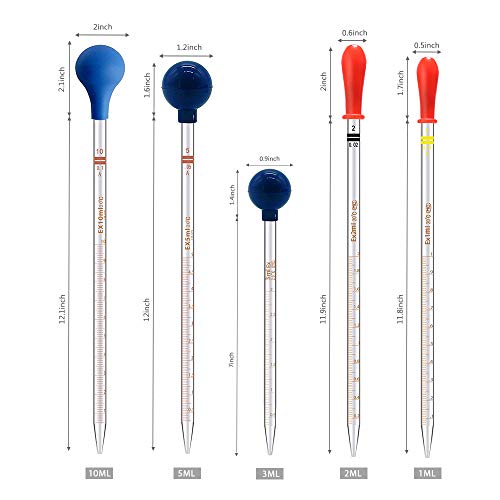 Gazechimp Glas Pipette Tropfpipette Messpipette Vollpipette Tropfer Gummi Saugball Mit Skala - 3 Ml