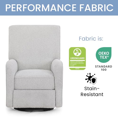 Image of Delta Children Nest Nursery Swivel Recliner - Fabric is GREENGUARD Gold Certified and Oeko-TEX Standard 100 - Upholstered in a Unique Chenille Yarn for Blanket Like Softness, Fog