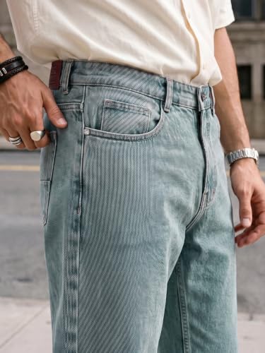 Image of Urbano Fashion Men's Relaxed Fit Washed Denim Jeans Non-Stretchable