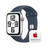 Apple Watch SE GPS + Cellular 44mm Silver Aluminum Case with Storm Blue Sport Band - S/M