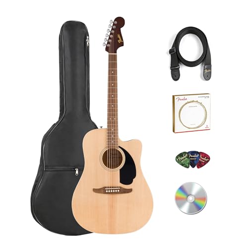 Fender Redondo CE Dreadnought Acoustic-Electric Guitar - Natural Bundle with Gig Bag, Strap...