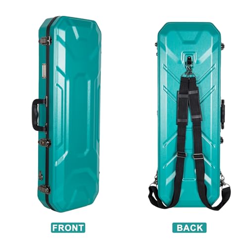 Image of Crossrock Oblong Case fits 4 /4 Full-Size Violin, Includes Interior Compartment, 2 Bow Holders, Security Lock, and Detachable Straps-Mint Blue (CRA860VFMB-R)