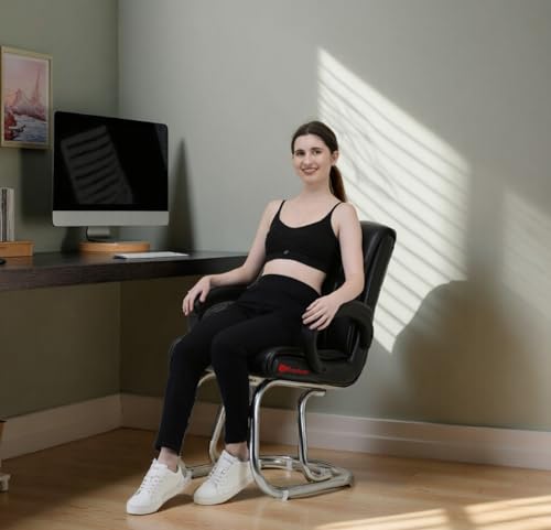 Image of Special Director Principal Office Visitor Study Chair with arm Rest and Cushioned seat Back, Chair Without Wheels, Holds Upto 125 kg (1, Black, Double Pipe Chrome Frame)