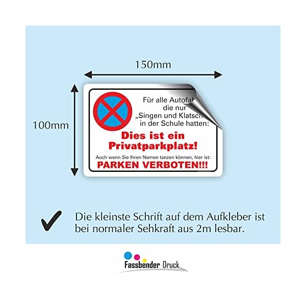 Fassbender-Druck SCHILDER - SINGEN UND KLATSCHEN - Parken verboten Schild - Schild zum Markieren vom absoluten… – Bild 6