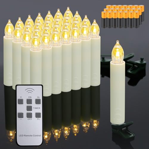 Dixmas 20 stk LED Weihnachtskerzen mit Fernbedienung und Batterien,...