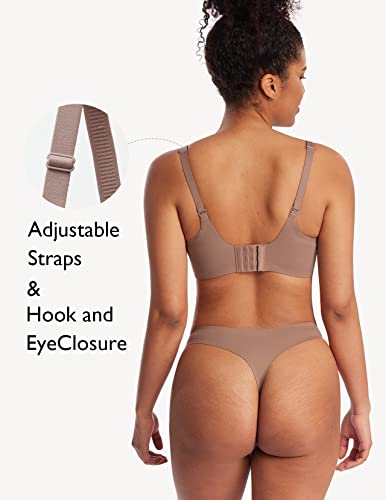 Comfelie Wireless Bra Seamless Bra For Women Ultra Comfort Bra V Neck Adjustable Invisible Bralette Yn25 Deep Brown #TOP3