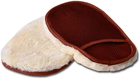 Detailers United Short Pile Lambswool 2-in-1 Wet/Dry Car Wash Mitt Scrubber 100% Australia Natural Wool Automobile Detailing Mitt, Large 23cm x 15cm, One Size,
